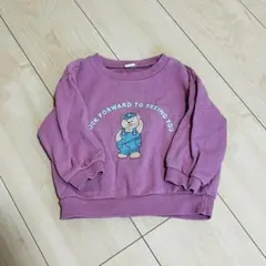クマのイラスト付き　ピンク　スウェットトレーナー　80サイズ相当