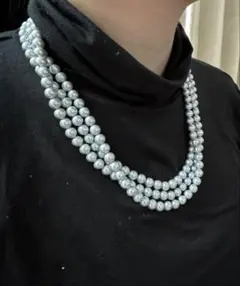 シルバー 150センチ　パール　ロングネックレス
