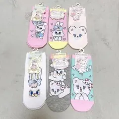 新品 MOMOREI モモレイ 靴下 6足セット 23-25cm うさぎ くま