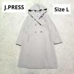 【J.PRESS】ジェイプレス アンゴラ混 ウール フード ダブルブレストコート