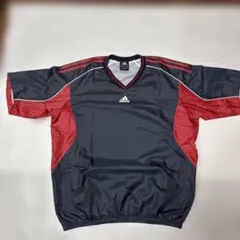 【Y2K/00s】アディダス Vネック 半袖 ナイロン プルオーバー ピステ M