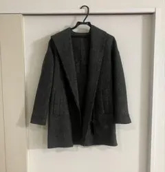 コムサ　フード付きガウンコート　11号　濃グレー