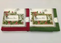 Christian Dior ホリデー柄ハンカチ 2枚セット
