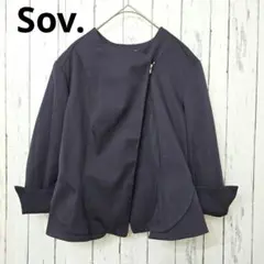 ソブ アシンメトリーデザインジャケット ストレッチ入り　ネイビー