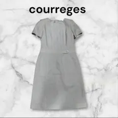 【美品】クレージュ　ライトブルー　ひざ丈ワンピース　チェック　店舗クリーニング済