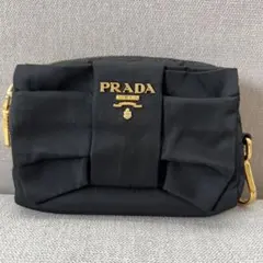 美品】PRADA プラダ ビッグリボン チェーン ショルダー バッグ ポーチ 