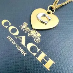 【極美品】COACH ネックレス ゴールド×シルバー ハート ダブルチェーン