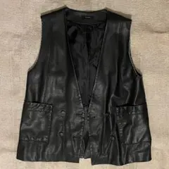 JEANASIS レザーベスト ジレ ゆったりサイズ ポケット付き 春秋