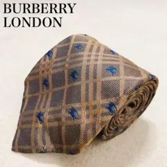 バーバリーロンドン ネクタイ チェック柄 ホース刺繍 シルク製 高級感 1-12