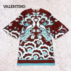 VALENTINO 総柄 コットン ドレス ワンピース フレアスリーブ 38