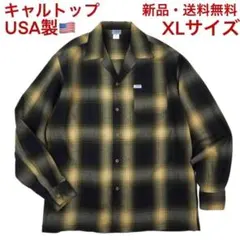 XLサイズ他有CALTOPキャルトップオンブレーシャツ開襟ベージュブラウンUSA