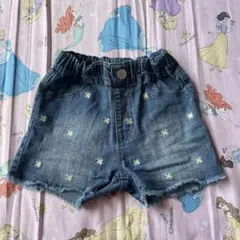 花柄刺繍デニムハーフパンツ 120サイズ