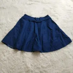 マジェスティックレゴン　デニムフレアミニスカート　ウエストゴム　ブルー　F