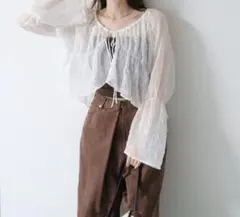 Kastane シャーリング シアーブラウス 白 フリー 春夏 透け感 羽織り