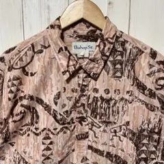 90s USA製 ヴィンテージ カメ 亀 壁画 アート アロハ 半袖 シャツのサムネイル