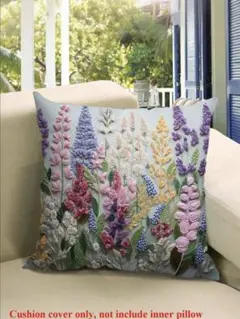 花柄刺繍風クッションカバー 45cm