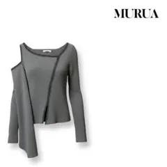 MURUA アシンメトリー ニット トップス グレー リブニット ワンショル風
