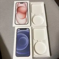iPhone空箱　ピンク15とブラック12
