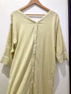 美品✨Bou Jeloud ロングシャツワンピース　ライムイエロー