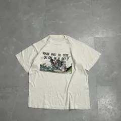 90s vintage メッセージ tシャツ アート USA古着 ホワイト 短丈