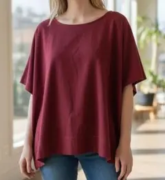 美品 ユニクロ Tシャツ M 赤 半袖 ラウンドネック ゆったり おしゃれ