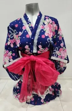 150】花柄 浴衣 ドレス セパレート 姫ギャル 地雷 平成 レース 