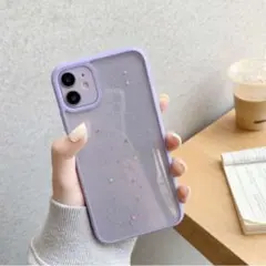 iPhone13Pro 韓国 スマホケース 紫 透明 キラキラ かわいい TPU