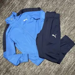 PUMA◆ジャージ・上下・150・青・紺◆プーマ・セットアップ・キッズ