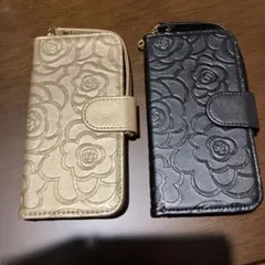 iPhone11用　手帳型　フリップケース　2個セット　エンボス加工　カメリア風