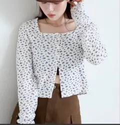 Kastane(カスタネ)小花柄スクエアサーマルカーディガン　リバティ