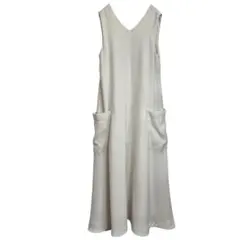 UN3D. アンスリード ビッグポケットフレアワンピース 38 白　ノースリーブ