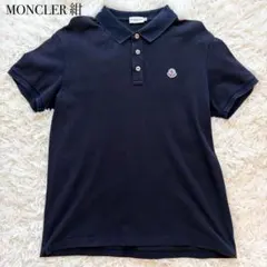 MONCLER ロゴワッペン 半袖ポロシャツ XL ネイビー 洗える 人気モデル