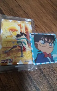 コナンランド　ランダムスクエア　缶バッジ　メモリアル　新一　蘭