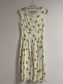 ひまわり柄 ノースリーブワンピース