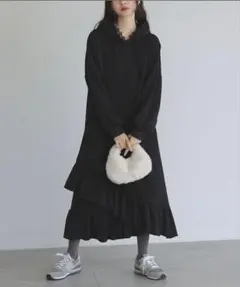 オシャレウォーカー somari スエットワンピース　ブラック　新品