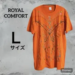 ROYAL COMFORT アートプリント オレンジ Tシャツ Lサイズ