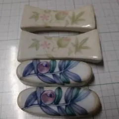 陶器製箸置き4個セット 花柄葉柄