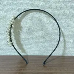 黒 パール装飾 カチューシャ