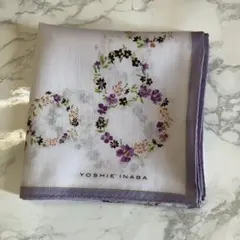 YOSHIE INABA 大判ハンカチ 53cm 花柄 ラベンダー系 未使用のサムネイル