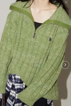 U.S. POLO ASSN. メランジハーフジップオーバーサイズニット