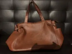 ブラウン レザー風 トートバッグ 大容量