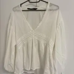 値下げ！ZARAVネック ブラウス