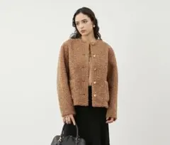 スエードジャケット ノーカラージャケット