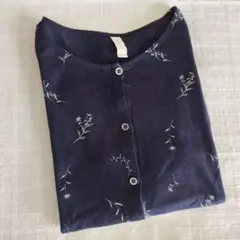 cloudnine トップス カーディガン ネイビー 花柄 長袖 綿100％