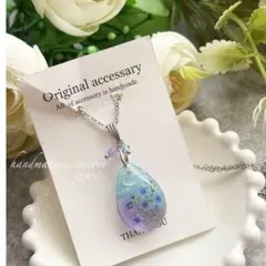 キキョウ/桔梗咲く雫レジンネックレス