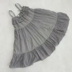 LANVIN en Bleu ストライプ キャミワンピース フリル ティアード