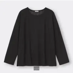 【新品】GUシアーオーバーサイズT［長袖］Sブラック