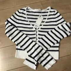 GU ジーユーUVカットクロップドカーディガン ボーダー