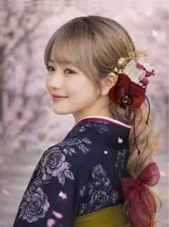 金箔付ボルドー胡蝶蘭の髪飾り 結婚式 卒業式 成人式 ウエディング 和装髪飾り