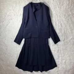 美品 カルバンクライン セットアップスーツ 上下 麻混 日本製 紺 XL相当